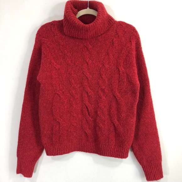 New BP Cable Stitch Cozy Knit Long Sleeve Turtleneck Sweater Red Tango Size XS - Picture 5 of 16